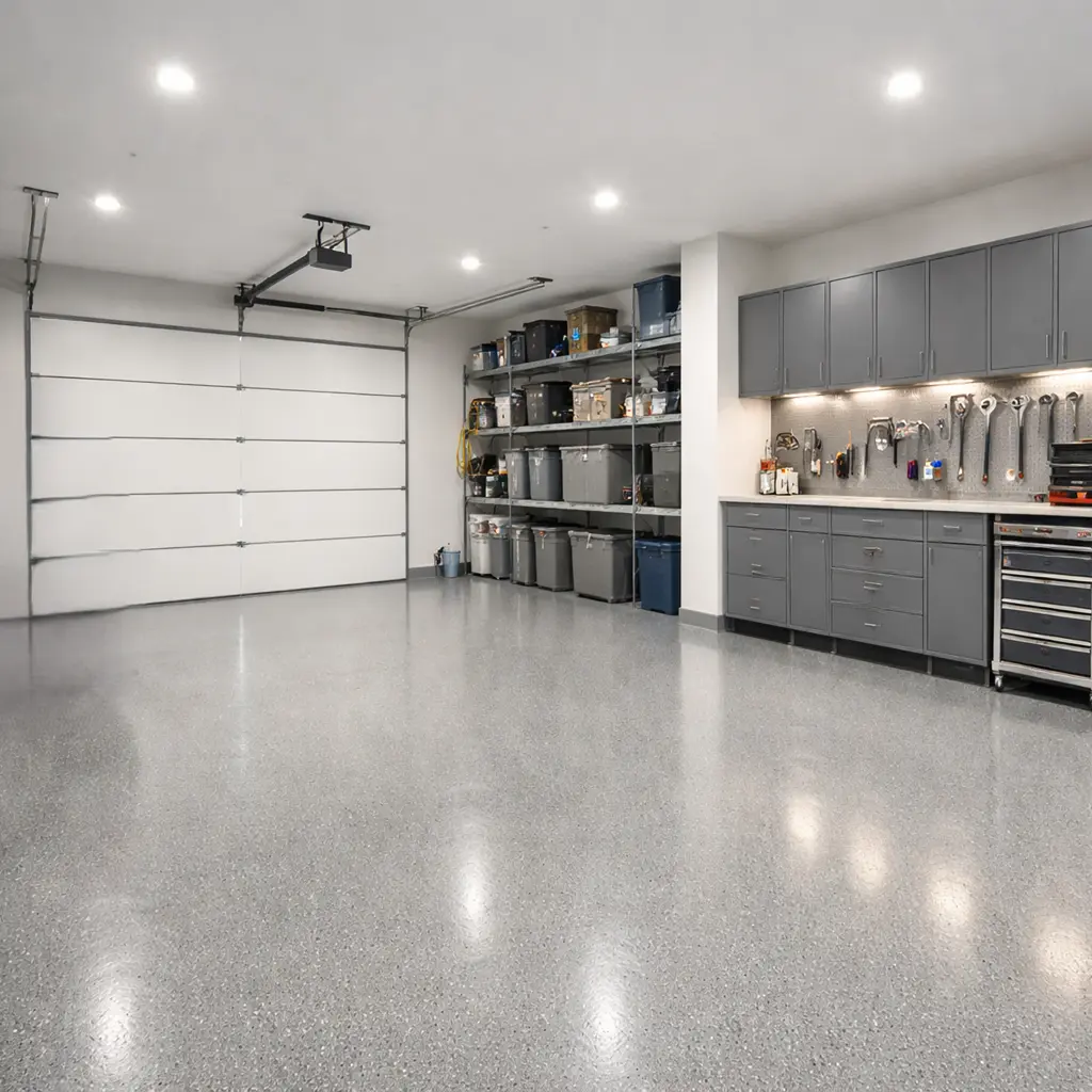 garage avec sol en résine époxy résistant aux passages et aux chocs, 06