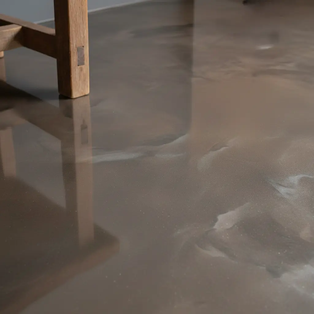 détail sol en résine époxy lisse et facile à entretenir, maison 06