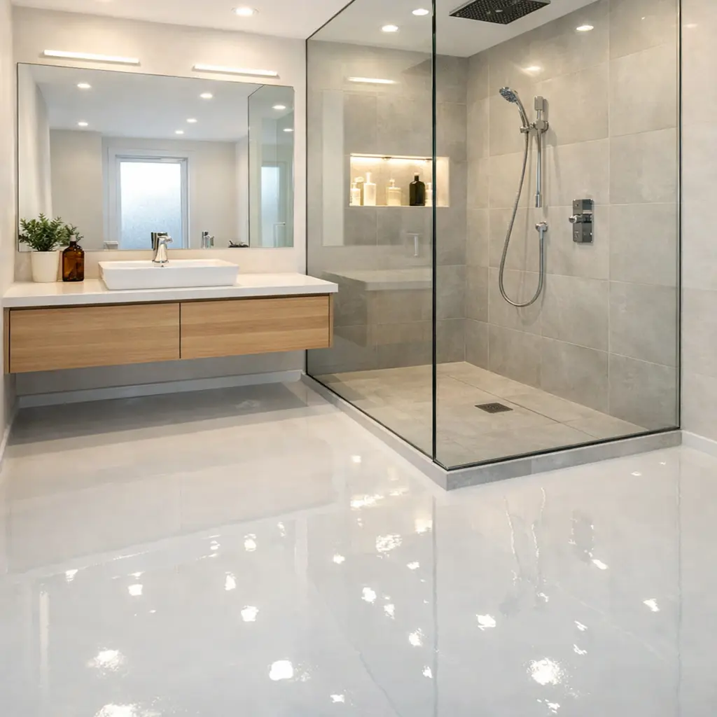 salle de bain avec sol en résine époxy, Alpes-Maritimes 06