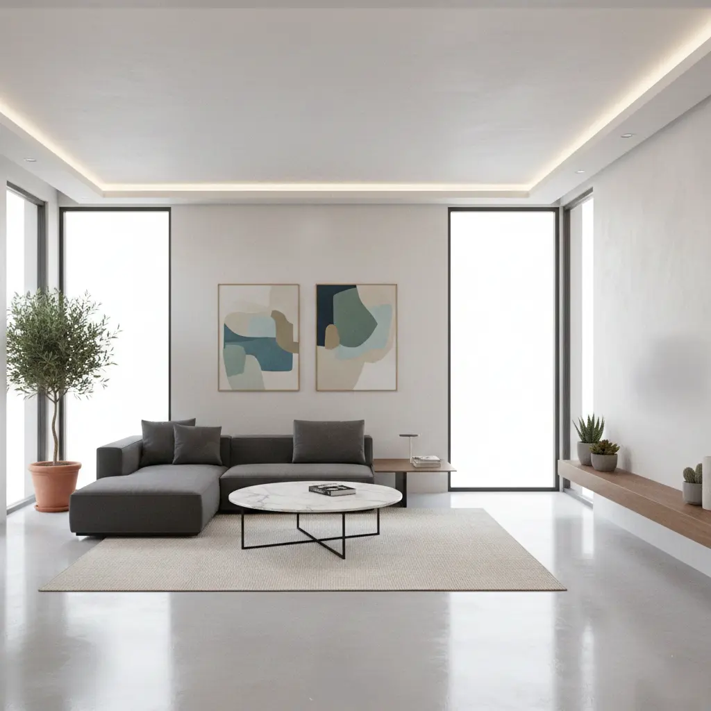 séjour salon moderne avec sol en résine époxy, Alpes-Maritimes 06