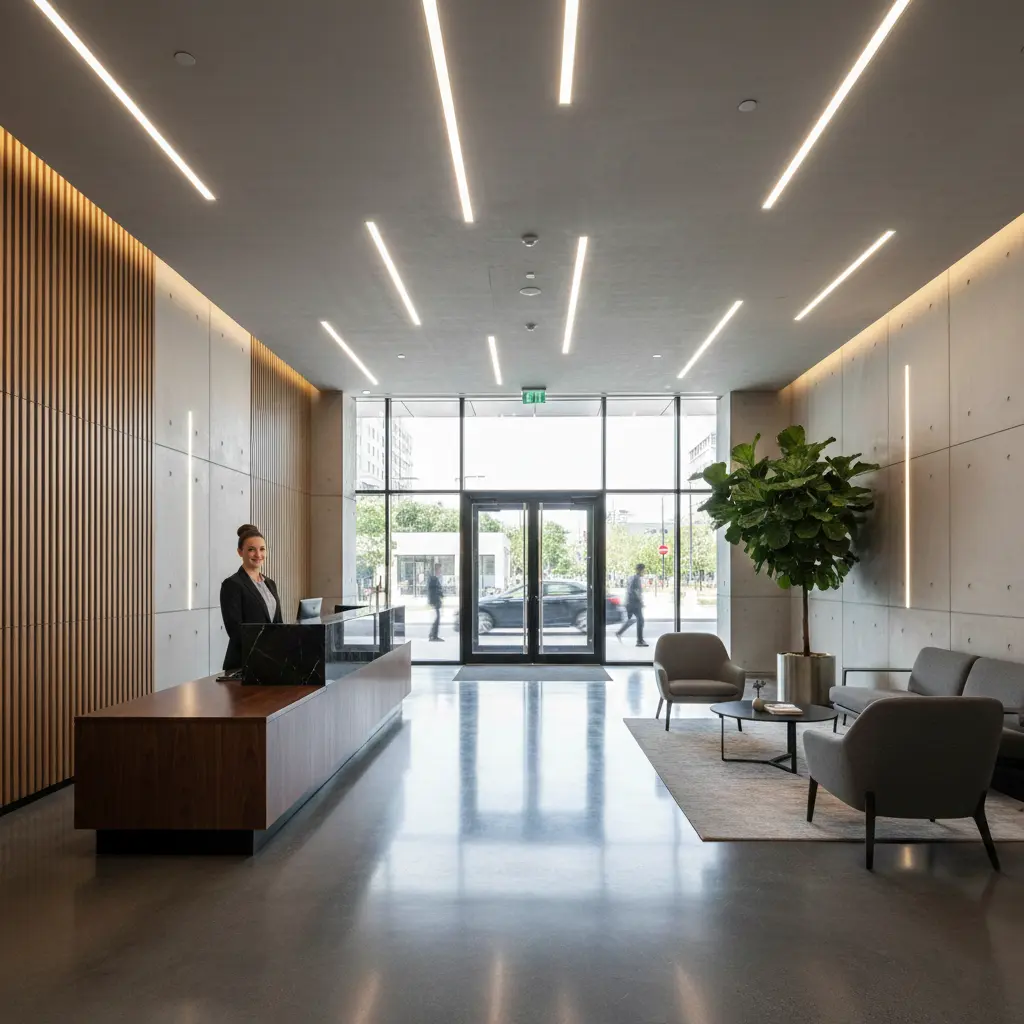 Réception d'un immeuble moderne avec un sol en résine époxy lisse haute durabilité pour fort passage Nice 06 Alpes-Maritimes